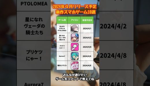 【おすすめスマホゲーム】2024年4月リリース予定 新作アプリゲーム特集【無料 面白い 神ゲー】#スマホゲーム #アプリゲーム #shorts