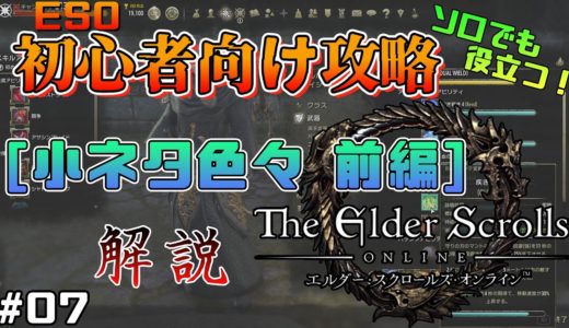 【ESO】ソロでも役立つ！初心者向け攻略「小ネタ色々 前編」解説【エルダースクロールズオンライン】#07